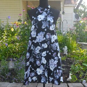 Peach Love Halter Dress Black and Blue Hues Size M